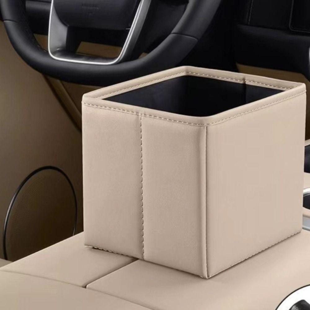 Faux Leather Car Garbage Cans Waterproof Vehicle Trash Can Durable Car Trash Bin  Automotive