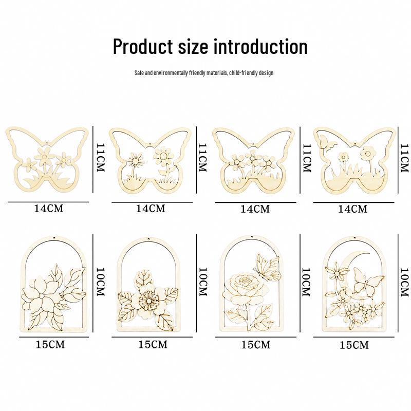 Handmade Wooden Butterfly Flower DIY Kit - Creative Hanging Ornament & Hand-painted Blank Pendant
