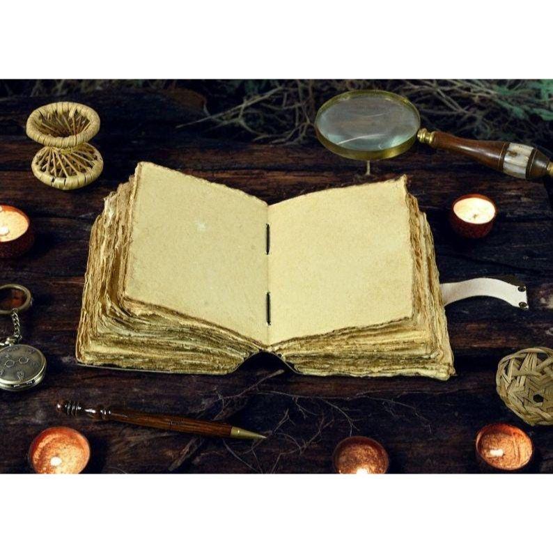 Vintage Leather Journal, Tree of Life Fat Journal, Blank Spell Book of Shadows Celestial Gifts For Him Her