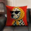 Dog Wearing A Hat Cushion Cover Summer Breathable Linen Organic Fabric Double-Sided Printing Sofa Pillow Case Home Decor