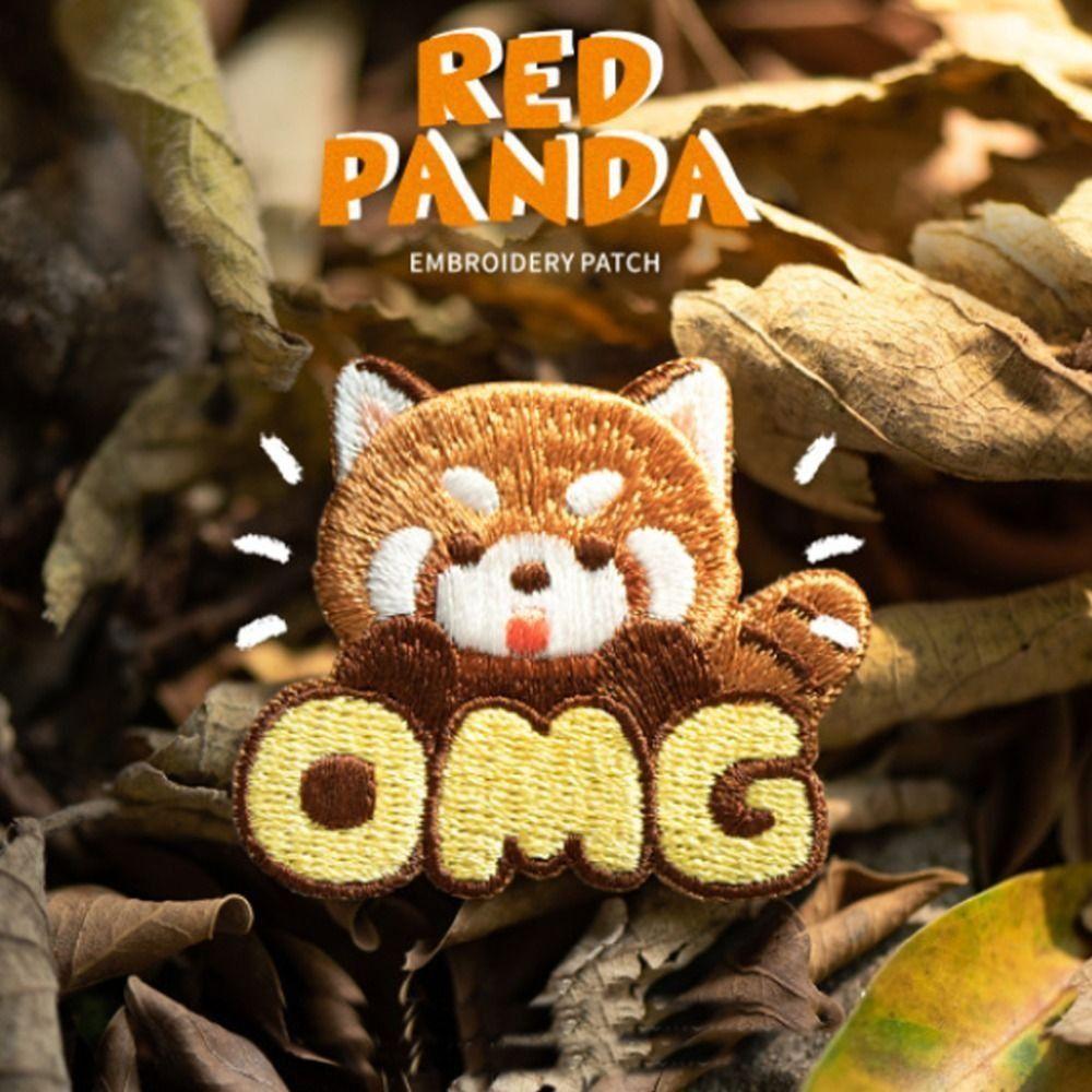 Apparel Lesser Panda Red Panda Patches Cartoon Self-adhesive Embroideried Badges Cute DIY Clothes Sticker Phone Case