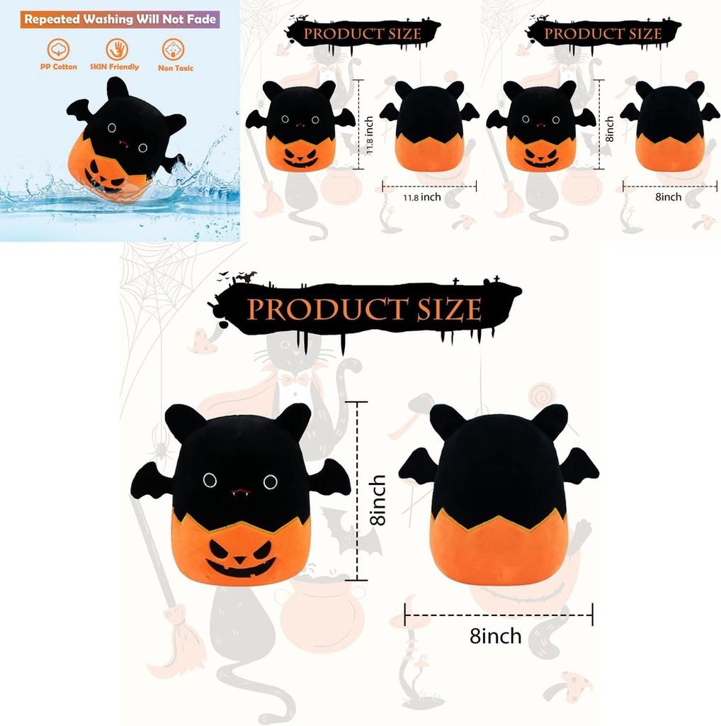 Cute Halloween Bat Pumpkin Plush Toy For Kids' Birthday And Home Decoration