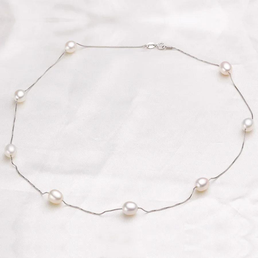 HENGSHENG 45cm AAAA Natural Freshwater Pearl Chains Necklaces For Women Fashion S925 Silver White Pink Purple Real Pearl Jewelry