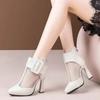 Fashion High Appearance Level Thick Sole Thick Heel Pointed Mesh Fabric Fashion All Comfortable Non-slip Breathable Women's Ankle Boots