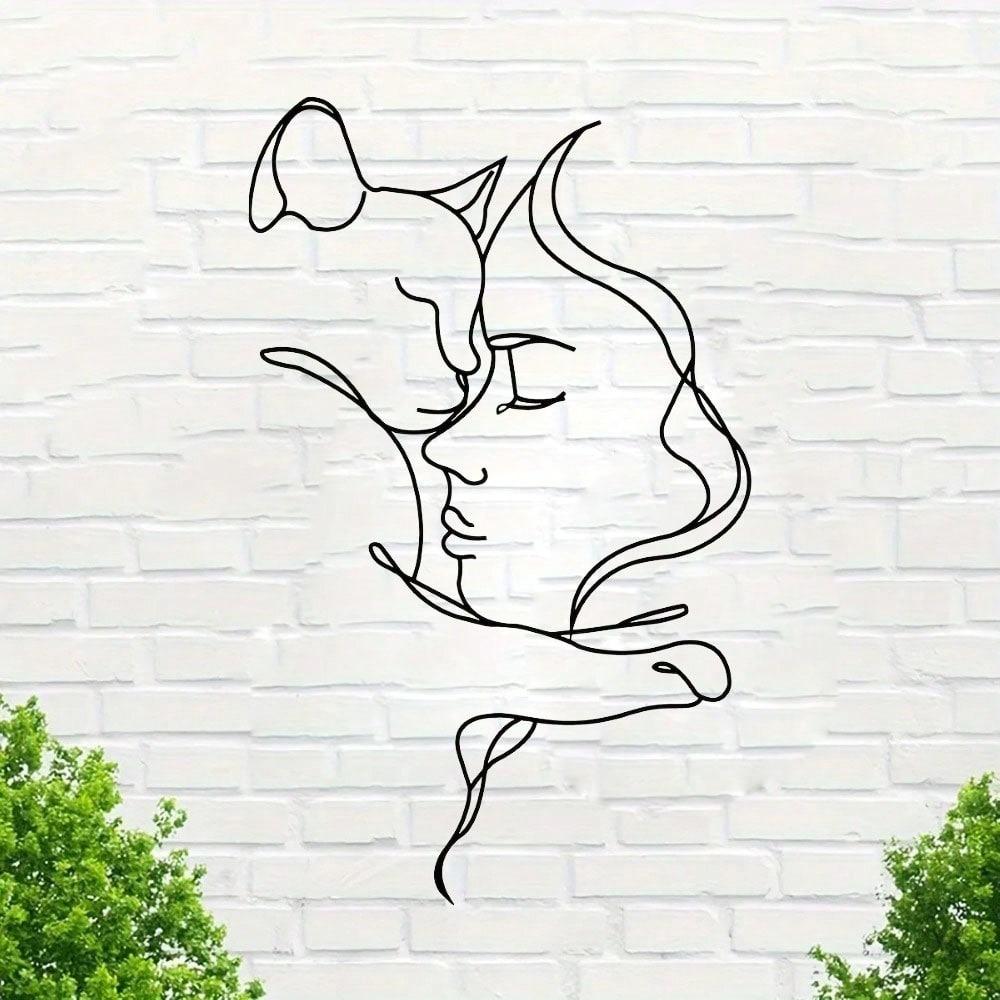 Metalowa Dekoracja Ścienna Sylwetka Kota, Efekt 3D Cienia Wystrój Domu, Prezent na Parapetówkę Walentynki dla Miłośników Kotów