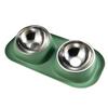 Pet Bowl, Cat and Dog Bowl, Stainless Steel Leak-proof Food Bowl, Tilted Protection for Cervical Vertebrae, Double Bowl Integrated Feeder