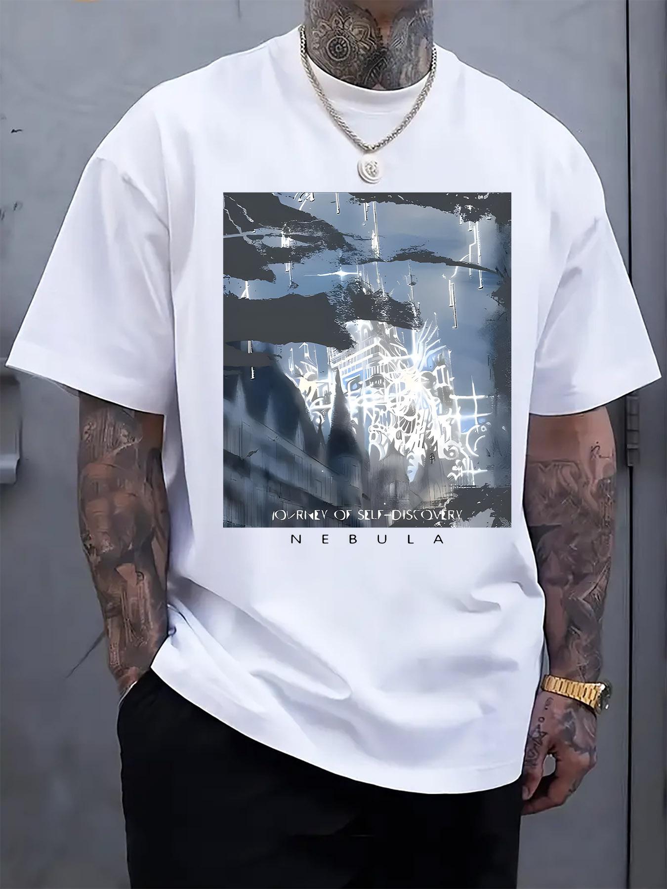 

Sci-Fi Style City Print Crew Neck Short Sleeve T-shirt Fashion Regular Fit Tee Spring/Summer Vacation S