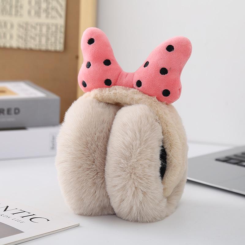 Foldable Plush Winter Earmuffs with Cute Bowknot - Thick, Warm, and Cold-Proof