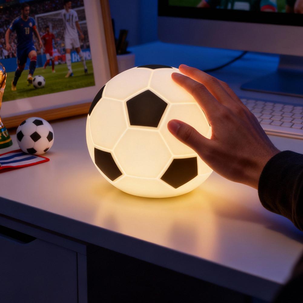 Cartoon Football Night Light Rechargeable Sleeping Night Lamp Dimmable Boys Bedside Lamp For Room Decoration Kids Gift