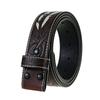 Men'S Punk Style Embossed Feather Vintage Leather Belt Button Personality Belt Western Denim Snap Belt