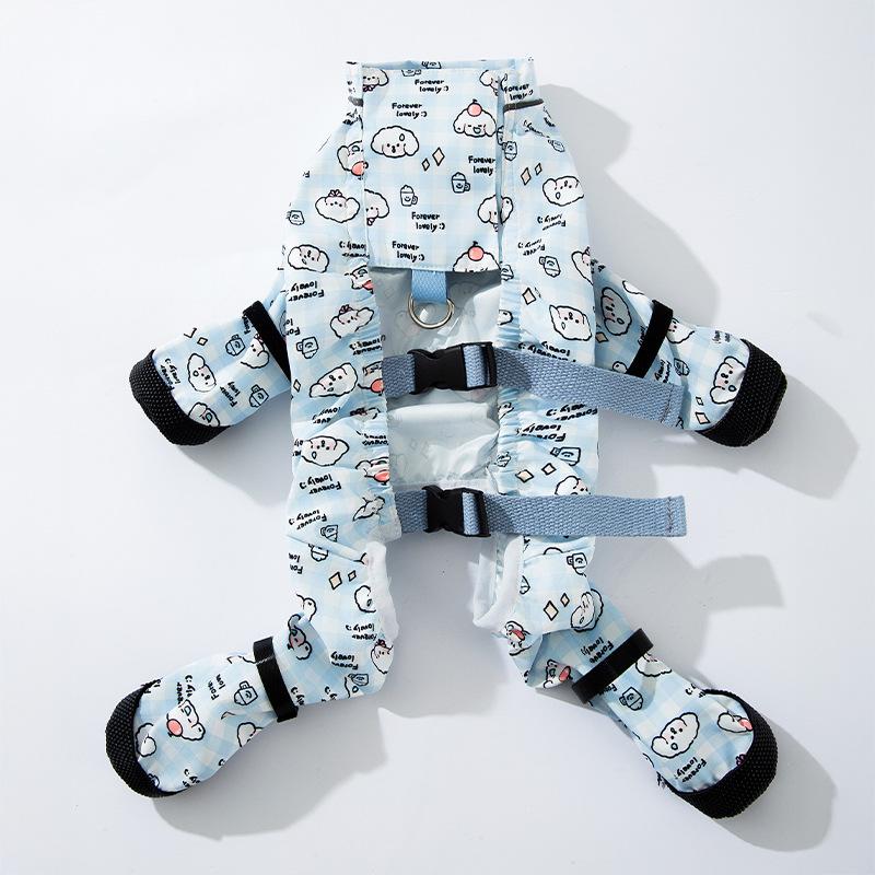 

Весенне-летняя пылезащитная одежда для собак, которую можно буксировать, полностью закрывающие ноги пылезащитные штаны для выхода на улицу, водонепроницаемая и грязеотталкивающая одежда для домашних собак XXL (recommended weight 16-10kg) бонди синий