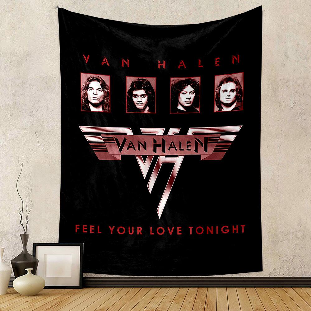 Van Halen Feel Your Love Tonight Tapestry Wall Hanging, Classic Rock Band Art, Retro Music Wall Decor for Bedroom Living Room Dorm