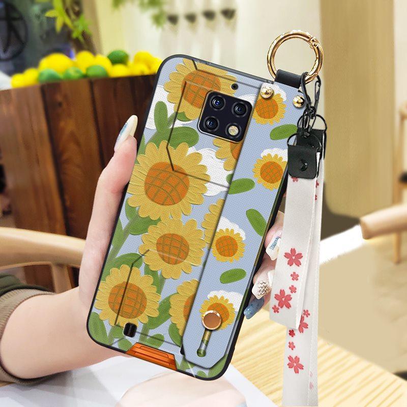 Phone Holder Wristband Phone Case For Oukitel WP6 Oil Painting Soft Case Fashion Design Protective Kickstand Anti-knock