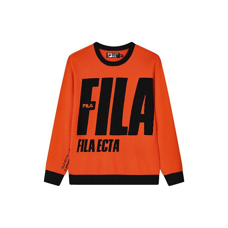 Fila Letter Casual Round Neck Long Sleeve Knit Sweater Men Sweater Fire-Tongue-Orange F11M249401F-OR