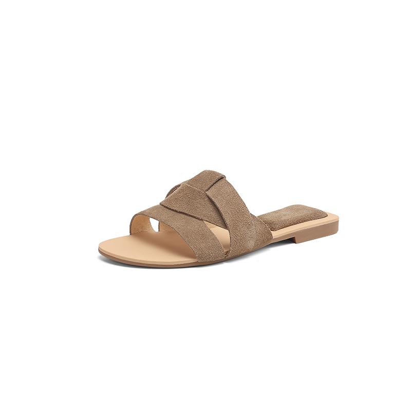 Fashion Luxury Designer Women's Flat Slippers Sheep Suede Comfortable Women's Shoes Casual Bottom Slippers 2025 New Summer Sandalias