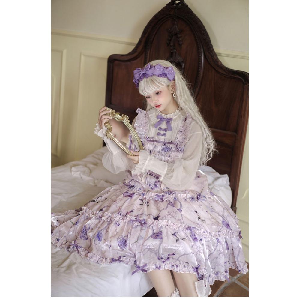 Firefly Flower OP Light Lolita Daily Lolita Vintage Dress - Girls' Soft Girl Fake Two-Piece Set