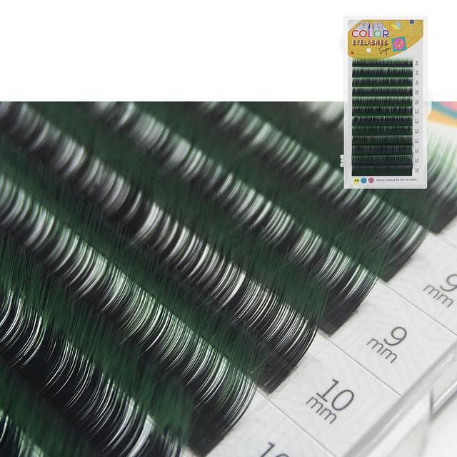 

GAHAMACA Наращивание ресниц градиентного цвета Наращивание ресниц Ombre Lashes 0,07 мм C/D/LCurl 8-14 мм 0.07mm L 8-14mm MIX чёрный/зелёный