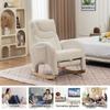 052 Rocking Chair, Recliner, Living Room Chair with Armrest, Upholstered, Accent Chair for Bedroom, White Teddy Fabric, 110 Kg Load Capacity