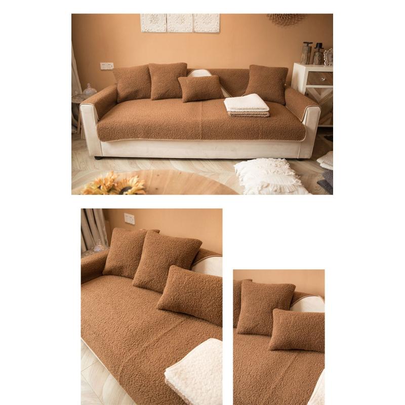 Winter Lamb's Wool Sofa Cushion Non-slip Scandinavian Simple Cushion Four Seasons General Thickening Fabric Plush Sofa Cover