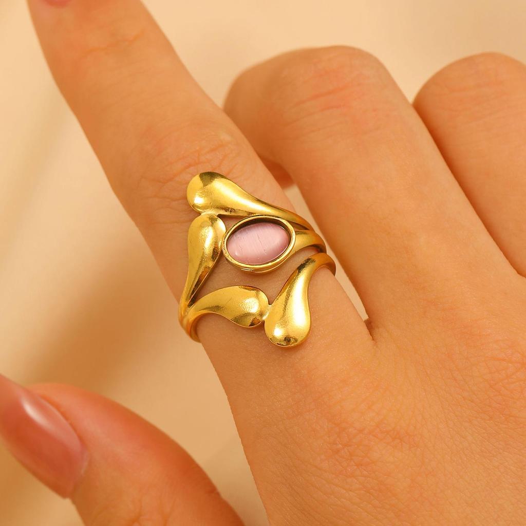 Vintage Turquoise Stainless Steel Open Finger Ring for Women