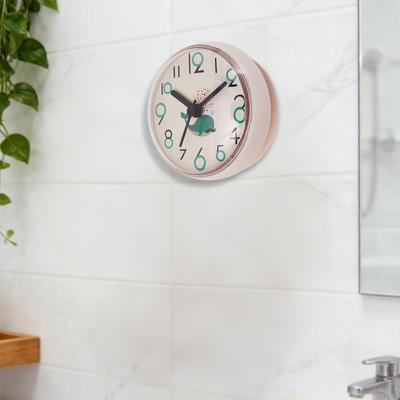Bathroom Shower Clock Round Home Decor Waterproof with Suction Cup for Desk Living Room