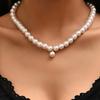 YWZIXLN Trend Elegant Jewelry Wedding Big Pearl Necklace For Women White Imitation Pearl Choker Necklace N0179
