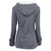 Women Solid Color Horn Buttons Cardigan Padded Hooded Coat Jacket Overcoat