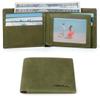 VISOUL Bifold Genuine 10 Card License Large No Coin Popular Italian Made by Top Leather Green Men's Wallet, Leather, Billfold, Slots, Driver's Slot,