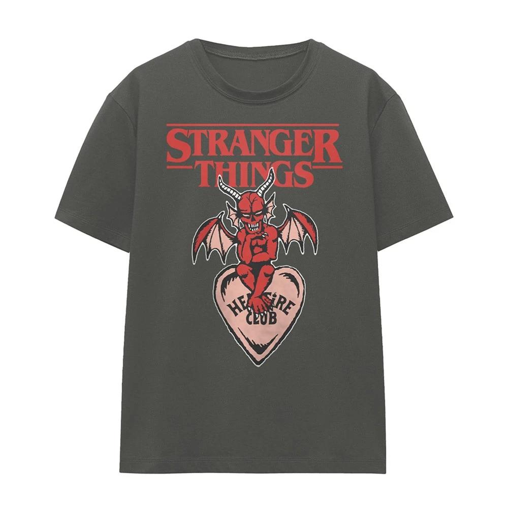 

Stranger Things Hellfire Heart Ladies 100% Cotton T-shirt Mens Tees Top S-2XL,Charcoal 2XL