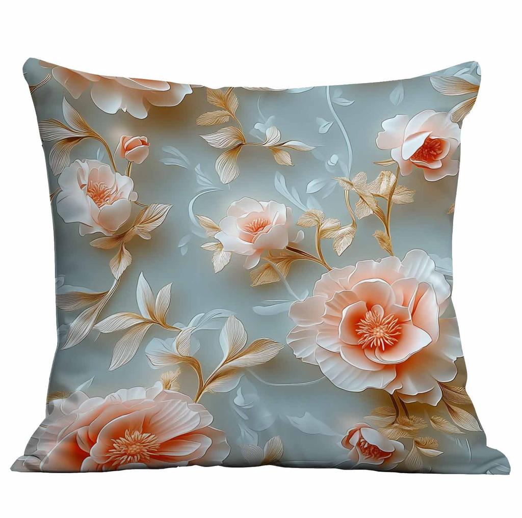 Spring and Summer 3D Floral Print Pillowcase Home Sofa Cushion Pillowcase
