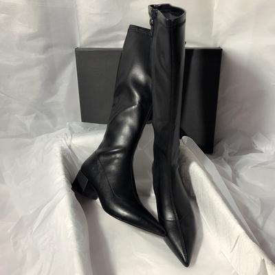 2025 Herbst und Winter neue hochhackige Temperament Stiefel spitze koreanische Version britischen Stil aber Kniestiefel