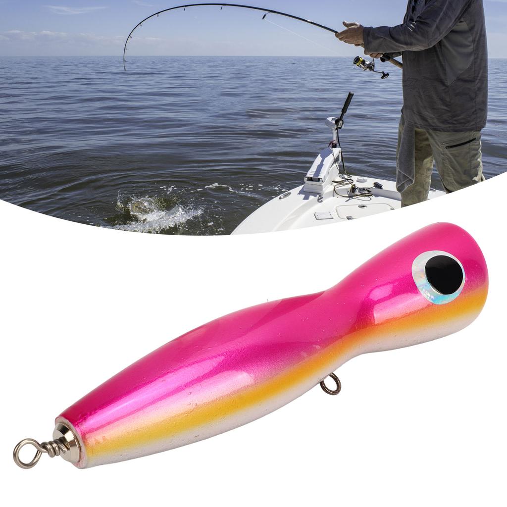 Big Popper Lure Attractive Color Reflective Design Basswood 18cm 120g Wooden Bait for Bass Tuna GT Trout