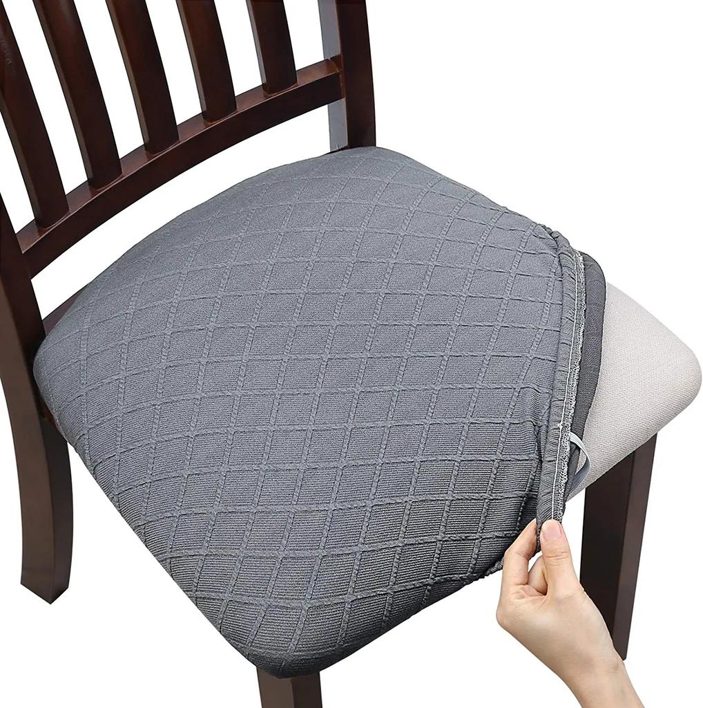 WaterProof Spandex Dining Room Upholstered Cushion Solid Chair Seat Cover Removable Slipcovers with Washable Furniture Protector