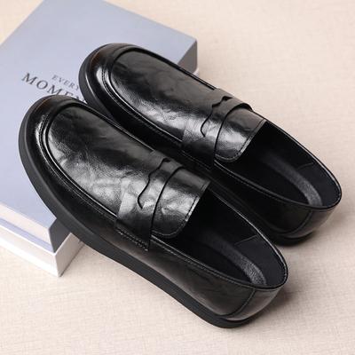 Hand-grab Men's Leather Shoes Autumn New Leather Soft-soled Slip-on Peas Shoes Breathable Casual Leather Shoes for Men