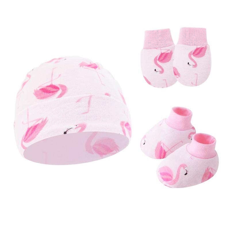Newborn Baby Hat, Baby Hood, Male and Female Children, Spring and Autumn Baby, Pure Cotton Hat, Gloves, Foot Covers