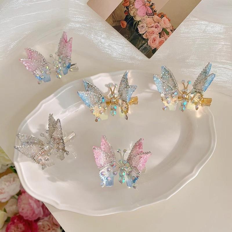 Flying Butterfly Hair Clip for Girls 3D Moving Wing Hairpins Rhinestones Barrettes Hair Styling Accessories for Women