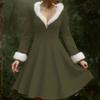Women's Casual V-neck Christmas Print Plush Long-Sleeve Casual Dress