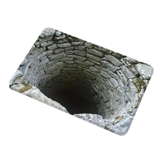 3D Depth Floor Mat Diatomaceous Earth Absorbent Bottomless Pit Bath Mat Non-Slip Optical Illusion Rug for Bathroom Bedroom Living Room Decor