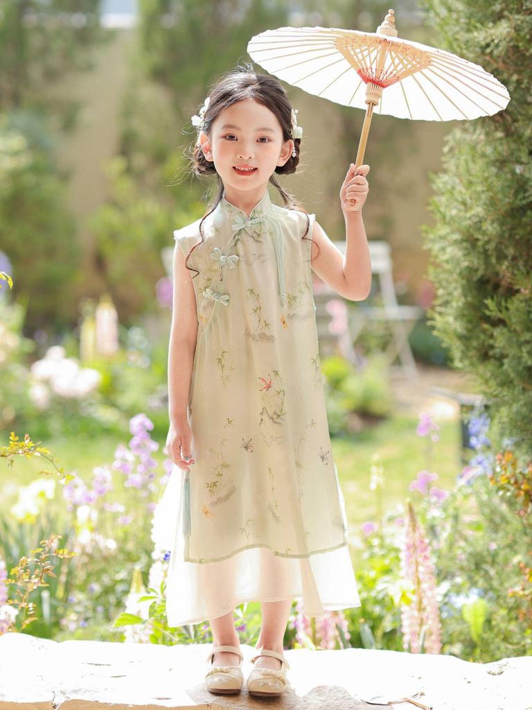 Girls' Stylish Summer Qipao Dress - 2026 New Chinese Style Princess Dress