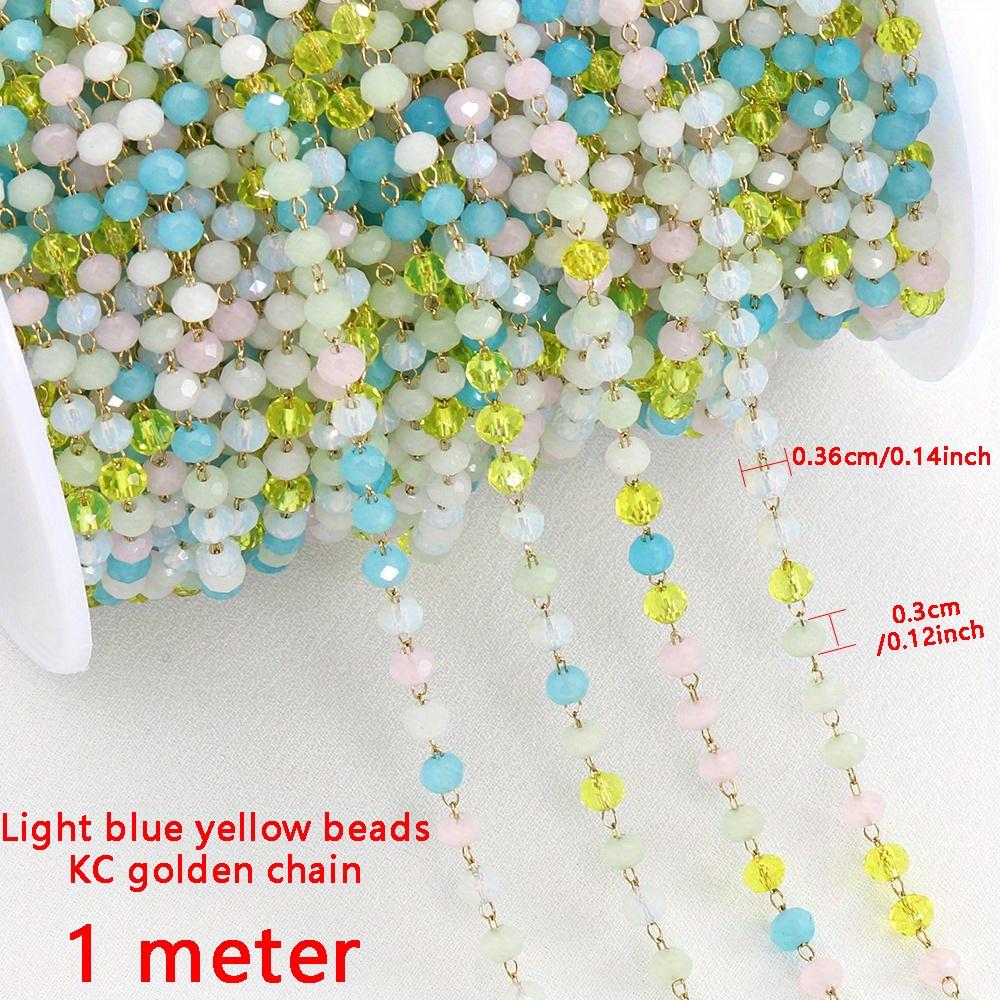 1M Stainless Steel Gold Color Chain Colorful Crystal Beads Chains for DIY Women Necklaces Bracelets Jewelry Making Accessories
