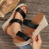 Fashion Women Shoes Plus Size 35-43 Woven Band Wedges Sandals Women Summer Platform High Heels Slippers Woman Weave Thick Sole Sandles