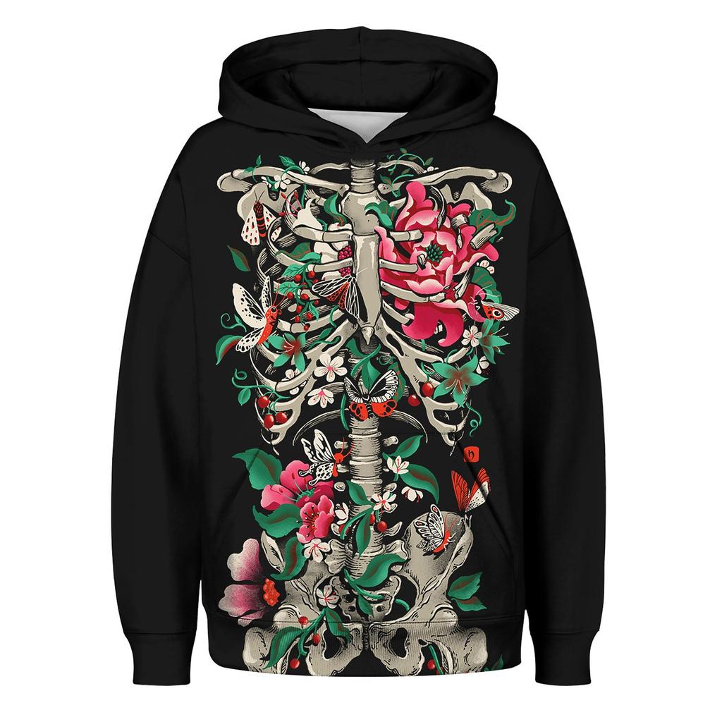 Women's Casual Tie-Dye Butterfly Printing Long Sleeve Blouse Hooded Sweater