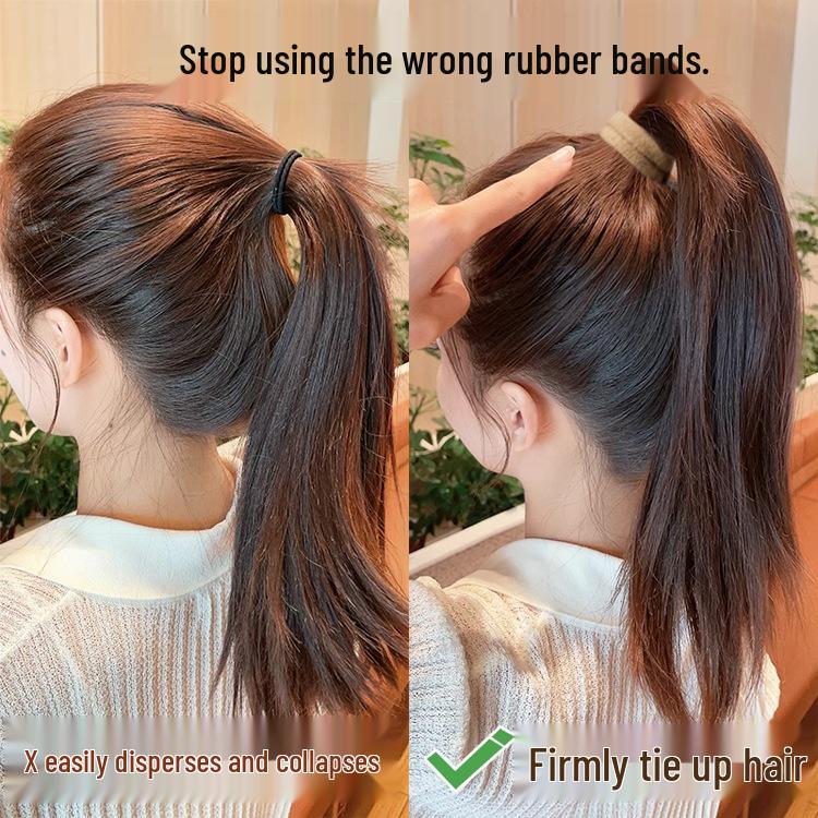 Women's Seamless Rubber Band Hair Tie - 2025 New High Ponytail, Simple Design with Leather Cover