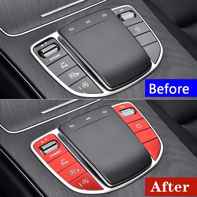 Alloy Car Center Console Multimedia Mouse Switch Button Sequin Sticker Trim For Mercedes Benz C E GLC Class W205 W213 X253