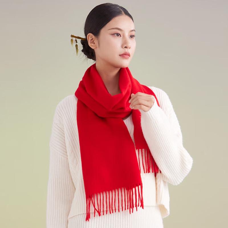 Chinese New Year Festive Red Brushed Scarf