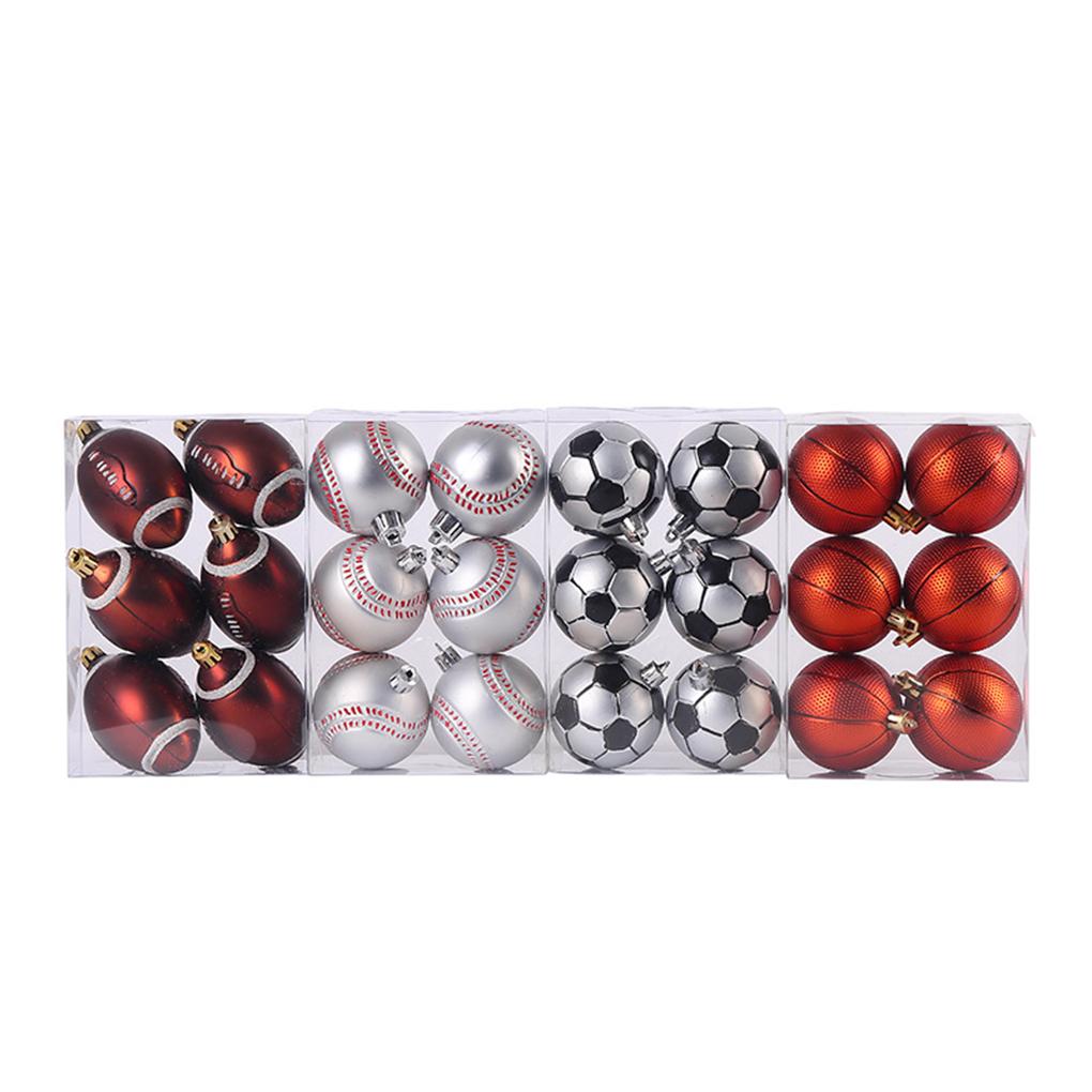 6-teiliges Set einfach aufzuhängender Fußball-Weihnachtskugeln – Exquisite Weihnachtsbaumdekoration