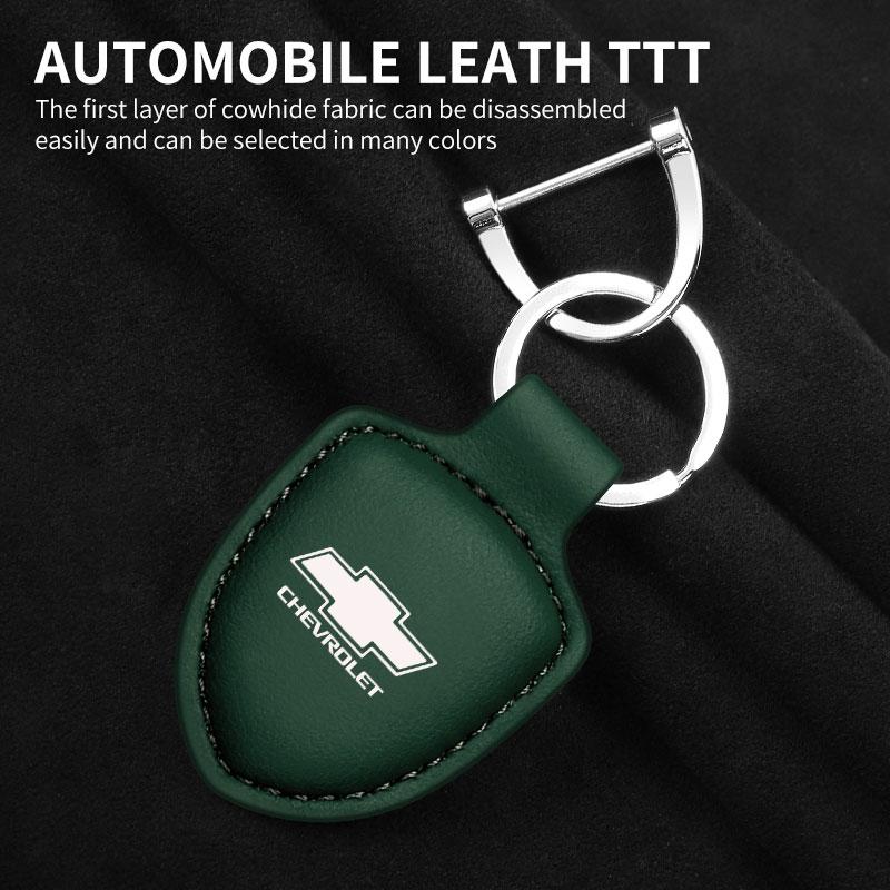 AABHN1 Car Shield Leather Keychain Key Ring Pendant Holder Gift for Chevrolet Accessories