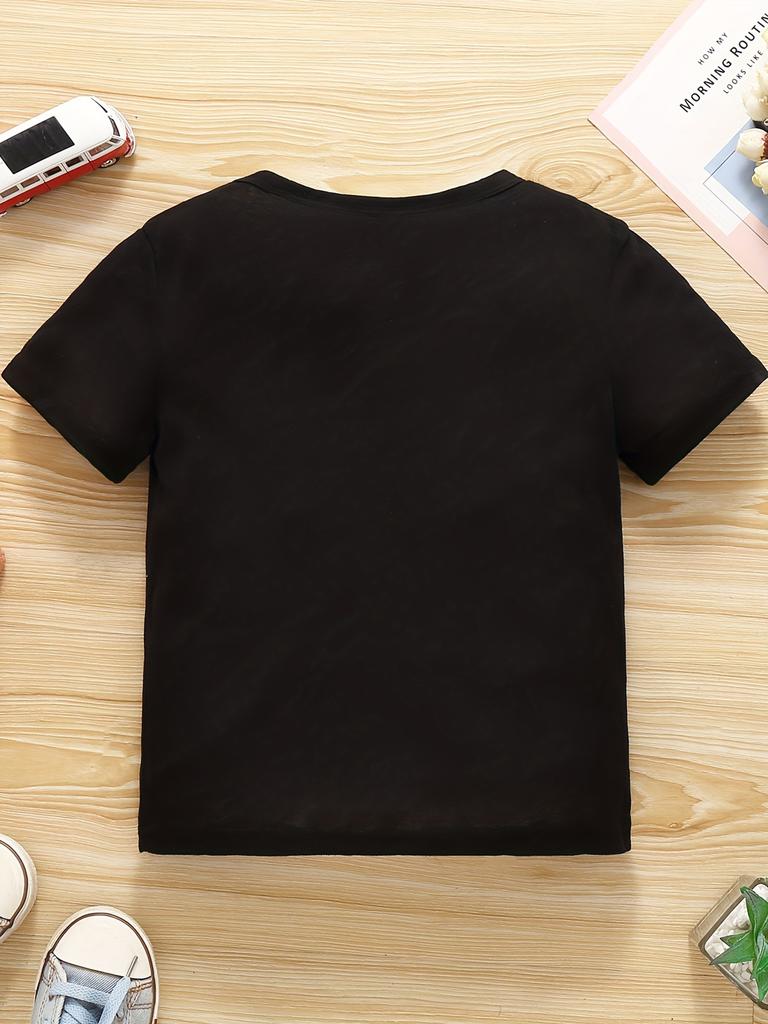Children  Crew Neck Short Sleeve T-Shirt with Cartoon Vegetables & Letter Print