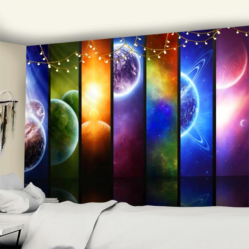 Planet Tapestry Wall Hanging Psychedelic Science Fiction Witchcraft Bohemian Style Hippie Carpet Room Decor