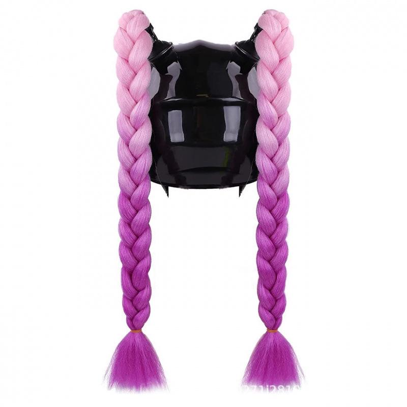 Motorcycle Helmet Dreadlock Braid Decor, 60cm Suction Cup for Delivery Riders